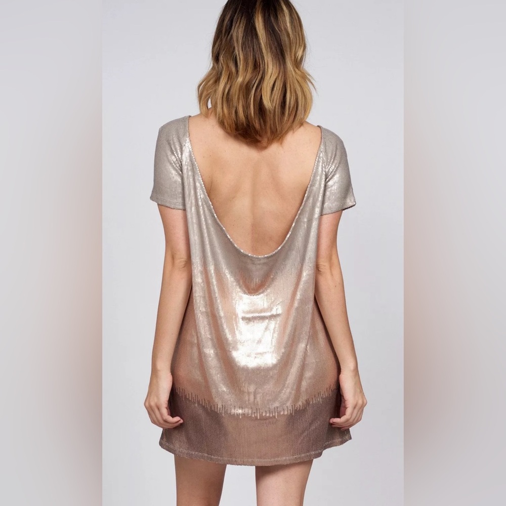 NWT Free People Sequins Dress Rose Gold Medium - Picture 2 of 7